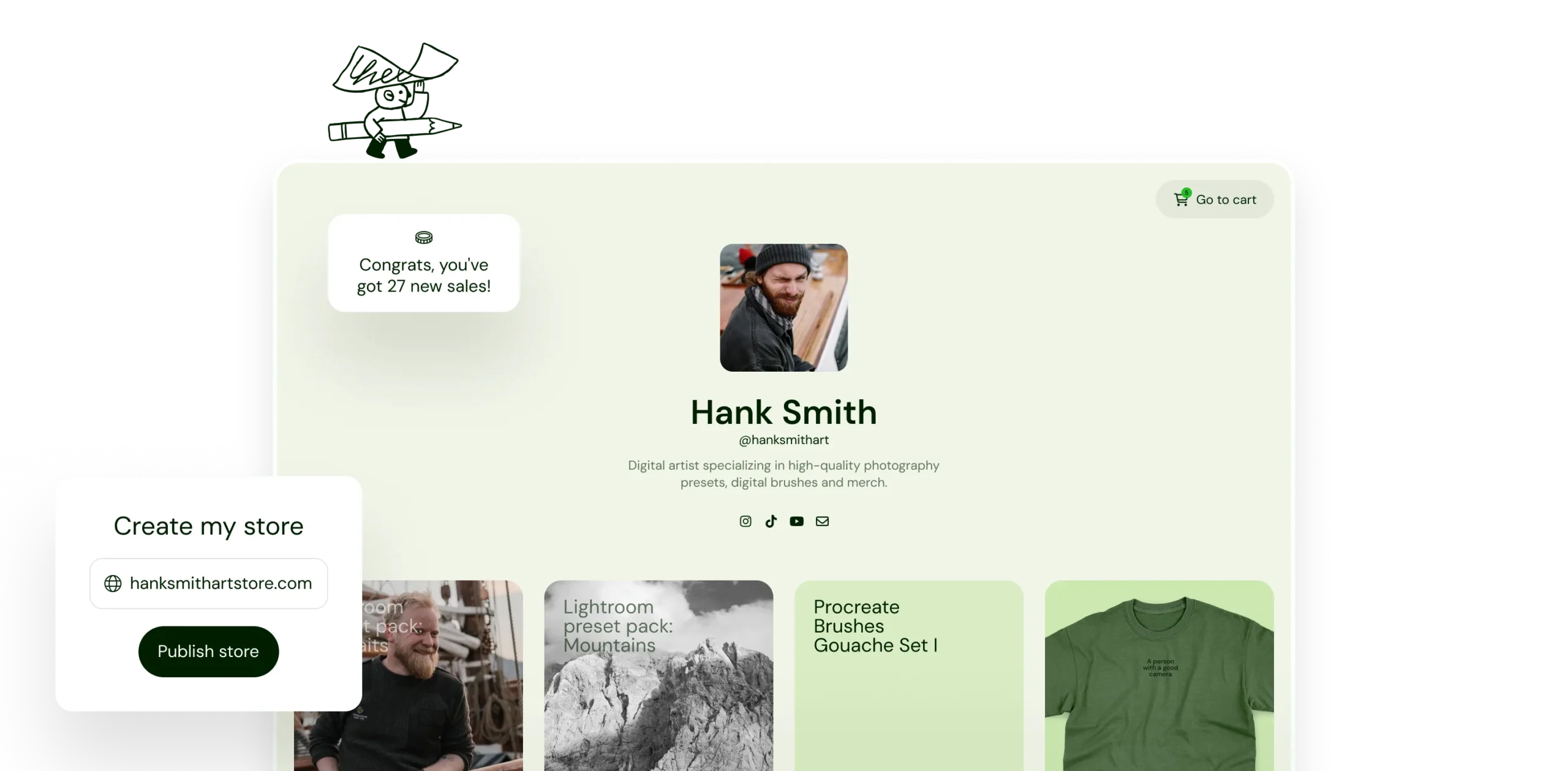 Sellfy store for digital products and merch